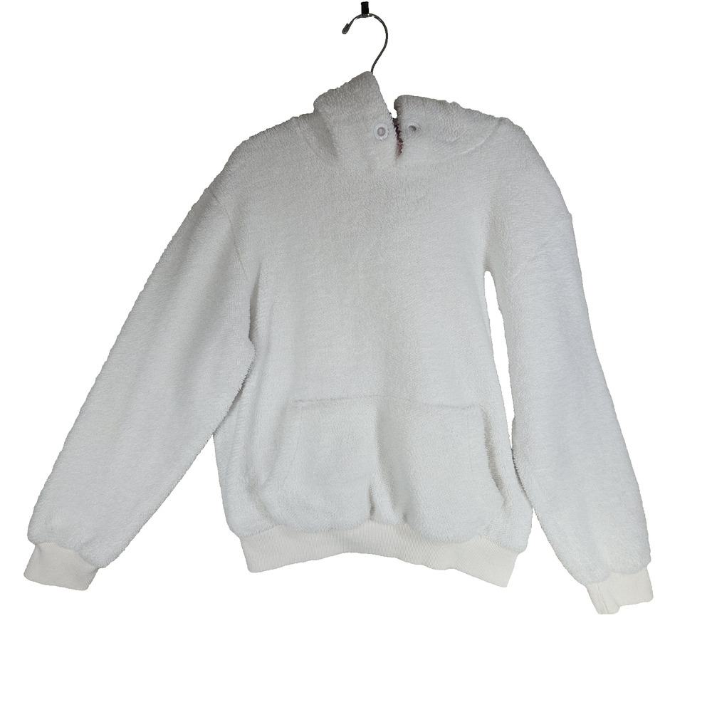 Drunk Elephant Jacket Sweatshirt Hoodie Womens White Cotton Sz Medium Cold Warm